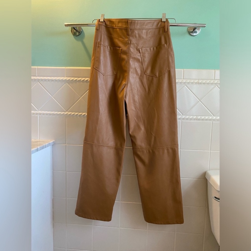 Camel Vegan Leather Pants - Picture 5 of 8
